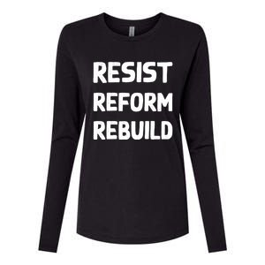 Resist Reform Rebuild Protest No Justice No Peace Defund Gift Womens Cotton Relaxed Long Sleeve T-Shirt