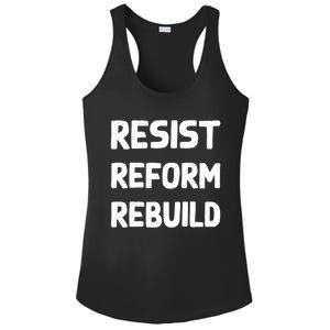 Resist Reform Rebuild Protest No Justice No Peace Defund Gift Ladies PosiCharge Competitor Racerback Tank