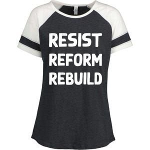 Resist Reform Rebuild Protest No Justice No Peace Defund Gift Enza Ladies Jersey Colorblock Tee