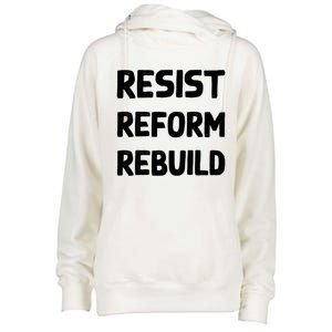 Resist Reform Rebuild Protest No Justice No Peace Defund Gift Womens Funnel Neck Pullover Hood