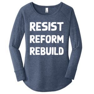 Resist Reform Rebuild Protest No Justice No Peace Defund Gift Women's Perfect Tri Tunic Long Sleeve Shirt