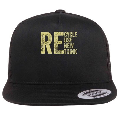 recycle reuse reduce renew rethink earth day recycling Flat Bill Trucker Hat