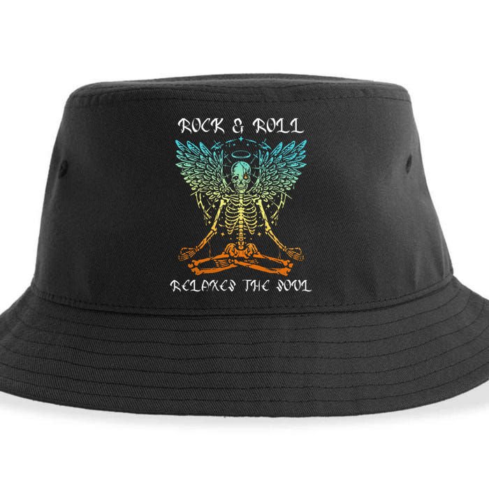 Rock & Roll Relaxes the Soul Meditating Skeleton Sustainable Bucket Hat