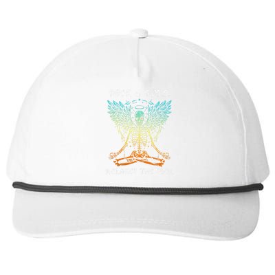 Rock & Roll Relaxes the Soul Meditating Skeleton Snapback Five-Panel Rope Hat