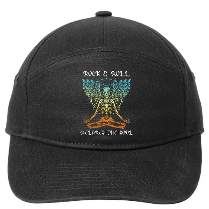 Rock & Roll Relaxes the Soul Meditating Skeleton 7-Panel Snapback Hat