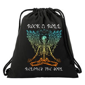 Rock & Roll Relaxes the Soul Meditating Skeleton Drawstring Bag