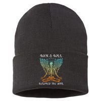 Rock & Roll Relaxes the Soul Meditating Skeleton Sustainable Knit Beanie