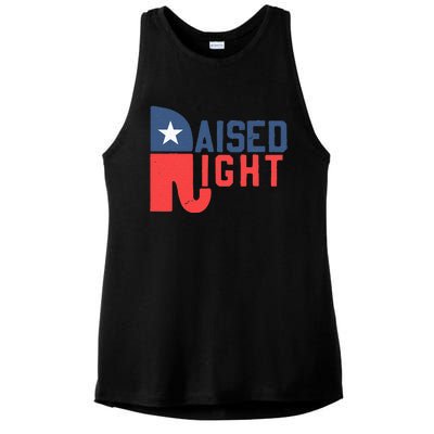 Raised Right Republican Elephant Funny Republican Gifts Ladies PosiCharge Tri-Blend Wicking Tank