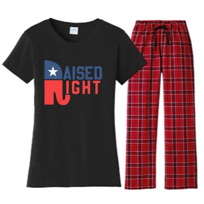 Raised Right Republican Elephant Funny Republican Gifts Women's Flannel Pajama Set