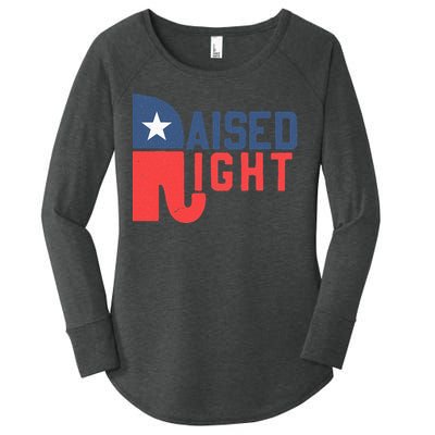 Raised Right Republican Elephant Funny Republican Gifts Women's Perfect Tri Tunic Long Sleeve Shirt