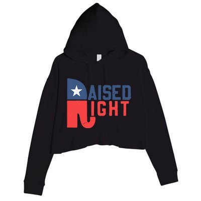 Raised Right Republican Elephant Funny Republican Gifts Crop Fleece Hoodie