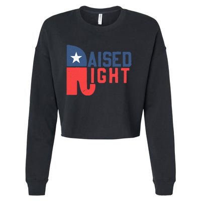 Raised Right Republican Elephant Funny Republican Gifts Cropped Pullover Crew