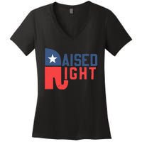 Raised Right Republican Elephant Funny Republican Gifts Women's V-Neck T-Shirt