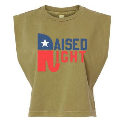 Raised Right Republican Elephant Funny Republican Gifts Garment-Dyed Women's Muscle Tee