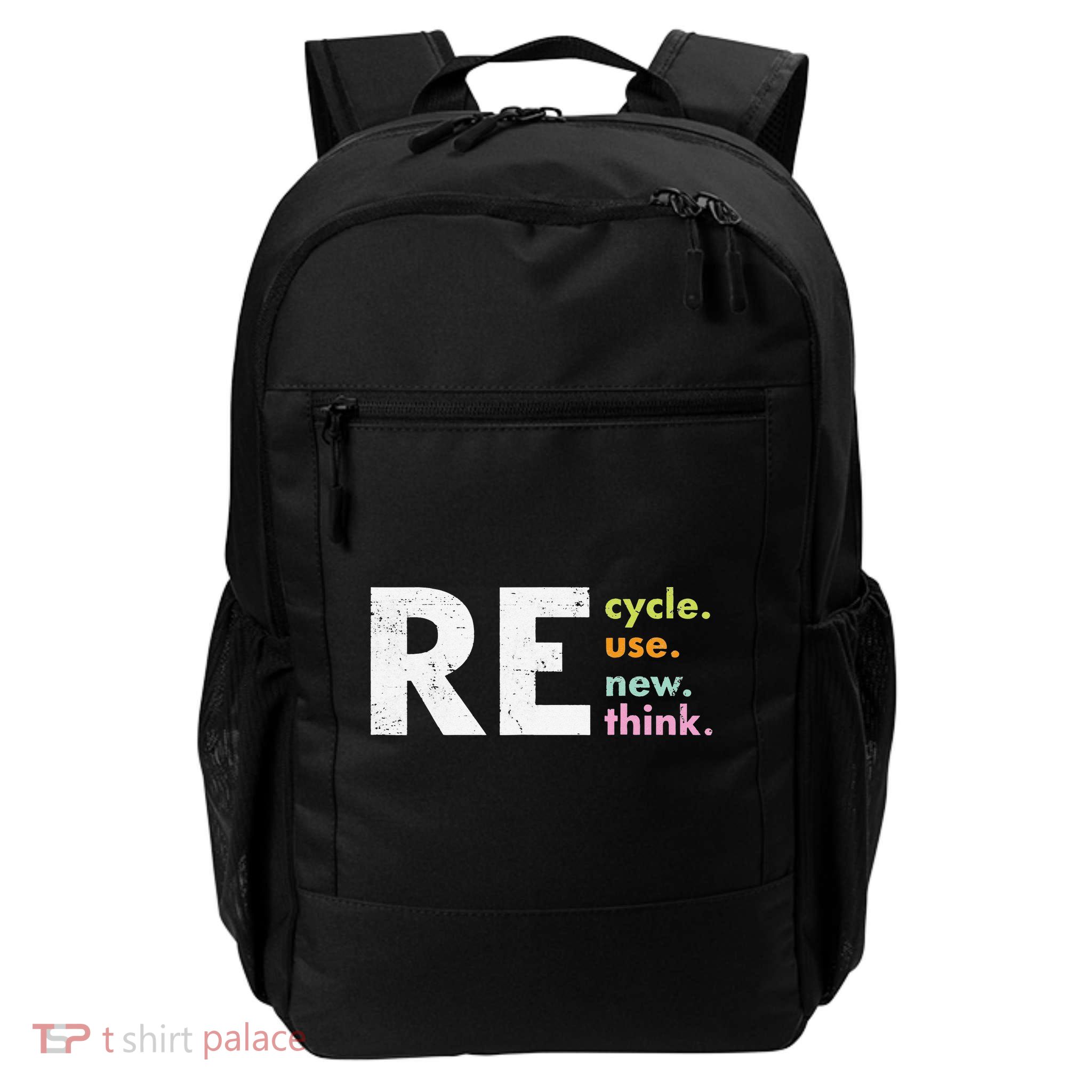 Recycle Reuse Renew Rethink Crisis Environmental Activism Daily Commute Backpack