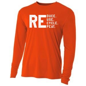 Reduce Reuse Recycle Repeat Climate Change Motivational Gift Cooling Performance Long Sleeve Crew