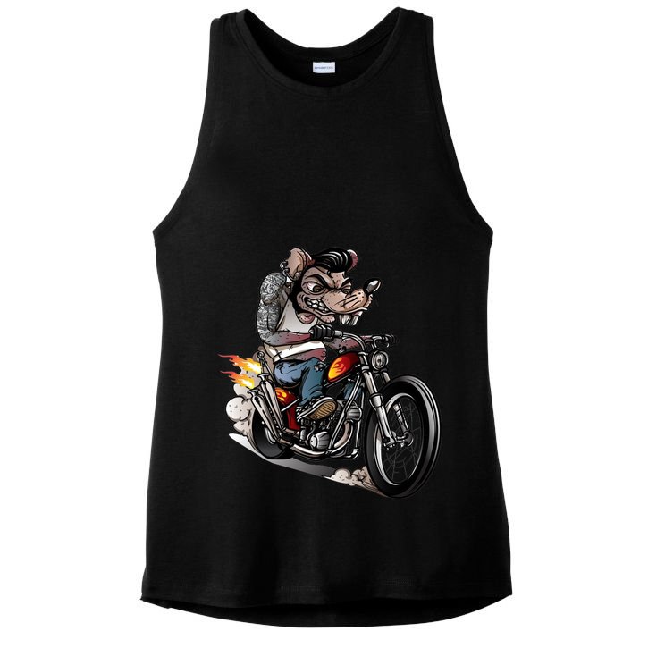 Rockabilly Rats Riding A Bike Ladies PosiCharge Tri-Blend Wicking Tank