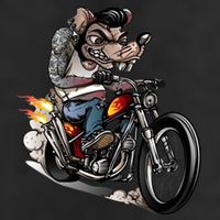 Rockabilly Rats Riding A Bike 7 Panel Mesh Trucker Snapback Hat