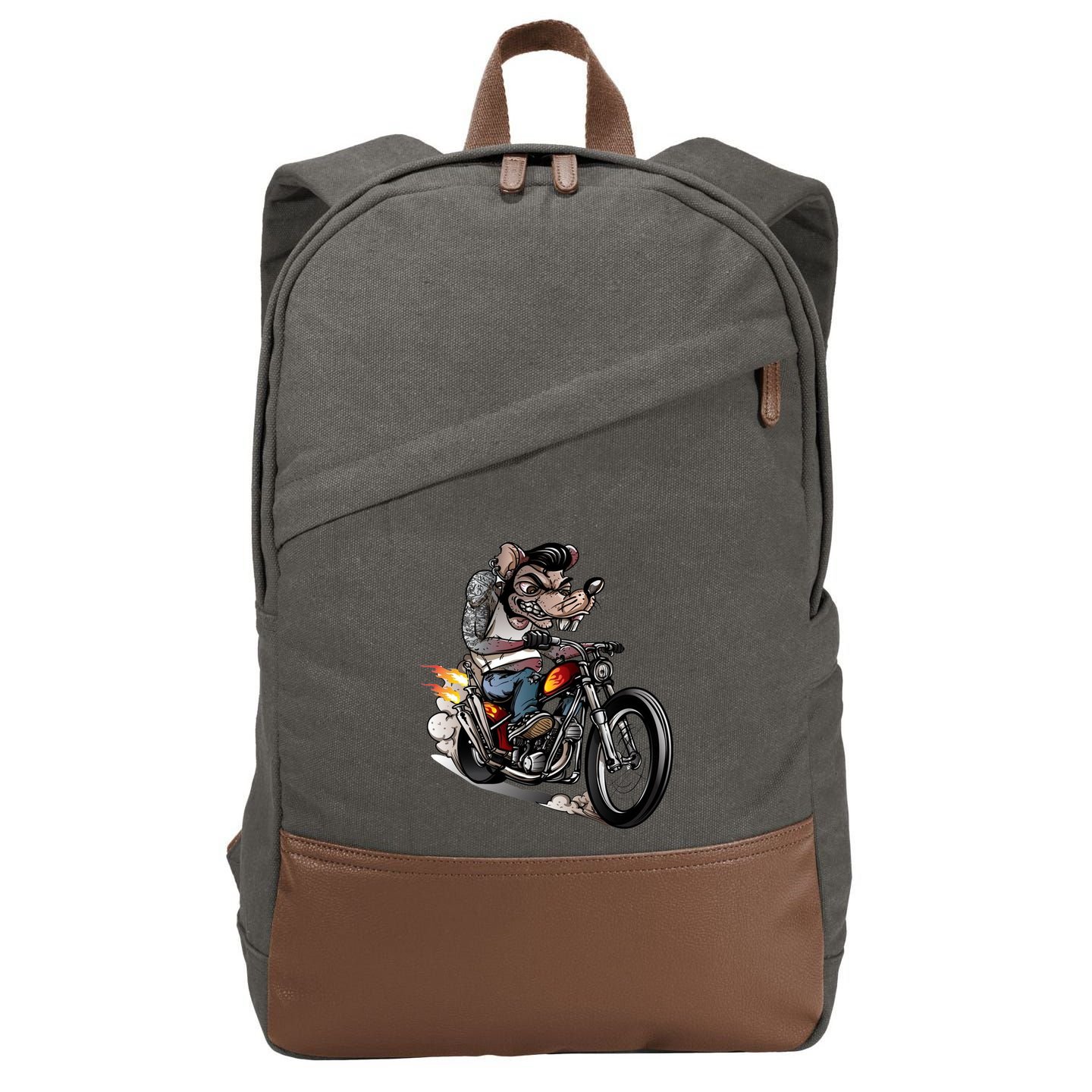 Rockabilly Rats Riding A Bike Cotton Canvas Backpack