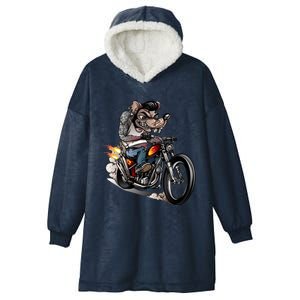 Rockabilly Rats Riding A Bike Hooded Wearable Blanket