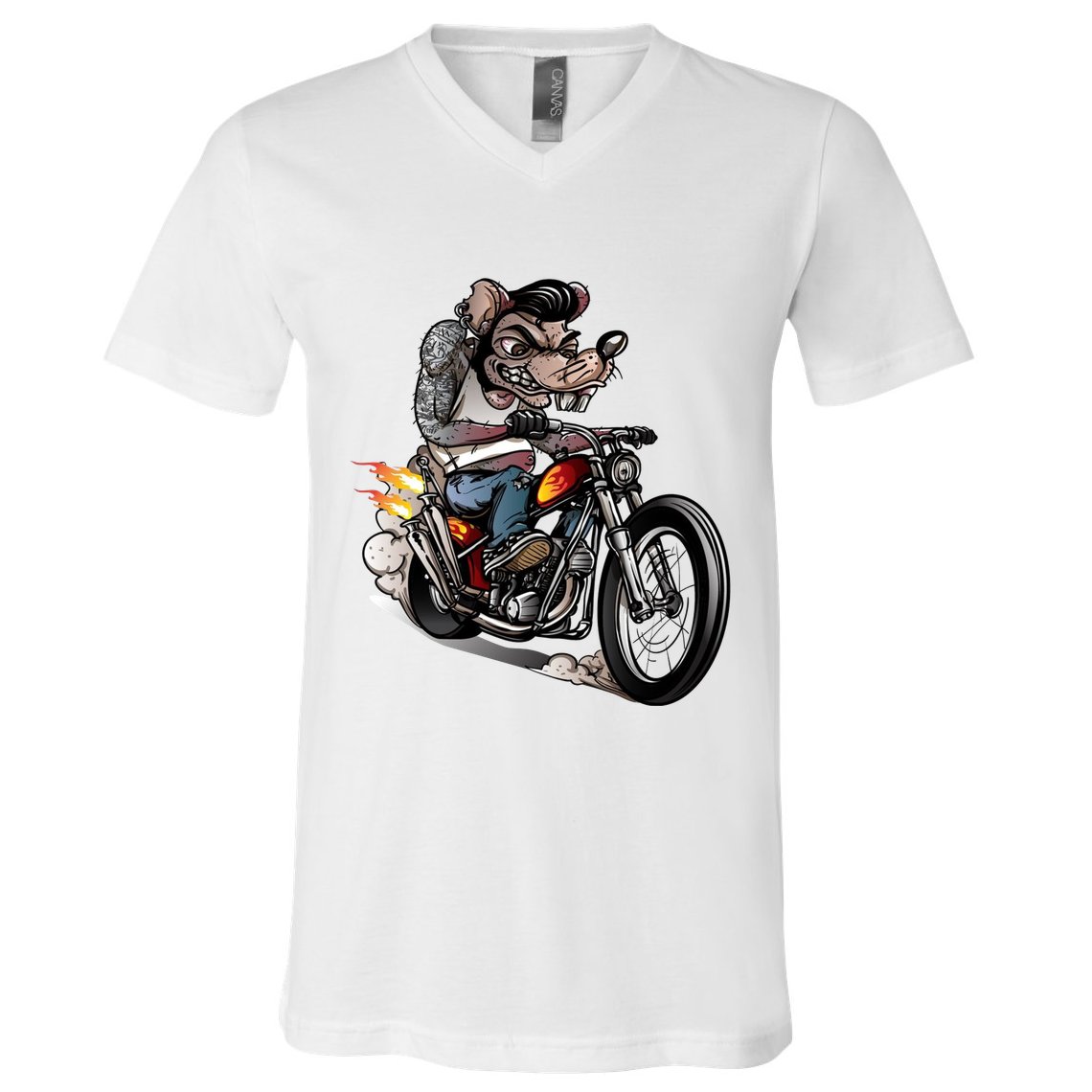 Rockabilly Rats Riding A Bike V-Neck T-Shirt