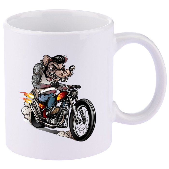 Rockabilly Rats Riding A Bike 11oz C Handle Ceramic Mug