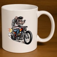 Rockabilly Rats Riding A Bike 11oz C Handle Ceramic Mug