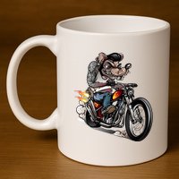 Rockabilly Rats Riding A Bike 11oz C Handle Ceramic Mug