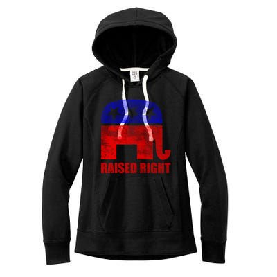 Raised Right Republican Party Elephant Conservative Values Gift Women's Fleece Hoodie