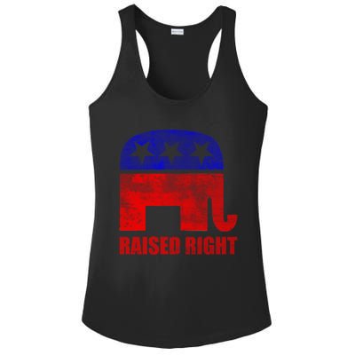 Raised Right Republican Party Elephant Conservative Values Gift Ladies PosiCharge Competitor Racerback Tank