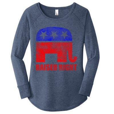 Raised Right Republican Party Elephant Conservative Values Gift Women's Perfect Tri Tunic Long Sleeve Shirt