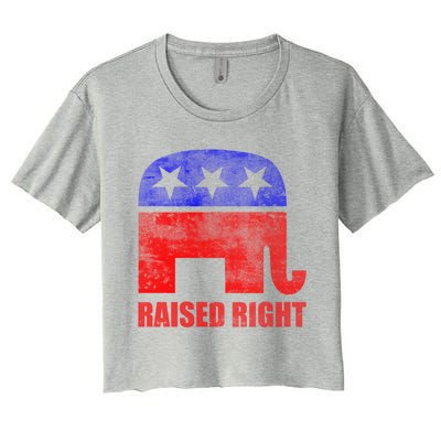 Raised Right Republican Party Elephant Conservative Values Gift Women's Crop Top Tee