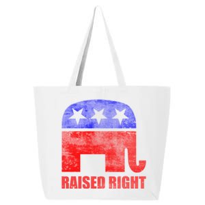 Raised Right Republican Party Elephant Conservative Values Gift 25L Jumbo Tote