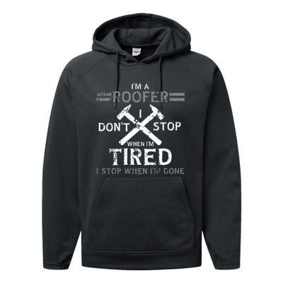 Roofing Roofer Performance Fleece Hoodie