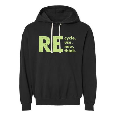 Recycle Reuse Renew Rethink Crisis Environmental Activism Garment-Dyed Fleece Hoodie