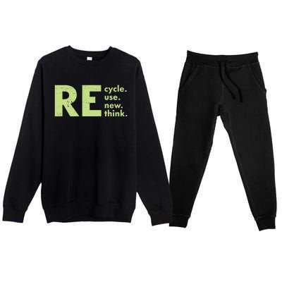 Recycle Reuse Renew Rethink Crisis Environmental Activism Premium Crewneck Sweatsuit Set