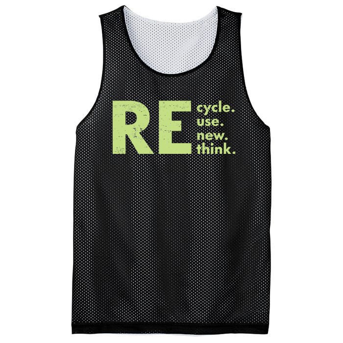 Recycle Reuse Renew Rethink Crisis Environmental Activism Mesh Reversible Basketball Jersey Tank