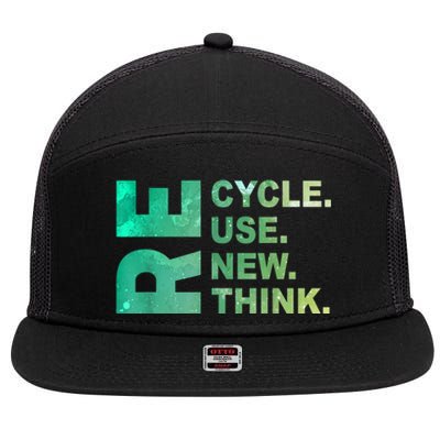 Recycle Reuse Renew Rethink Trending Earth Day Environmental Activism 7 Panel Mesh Trucker Snapback Hat