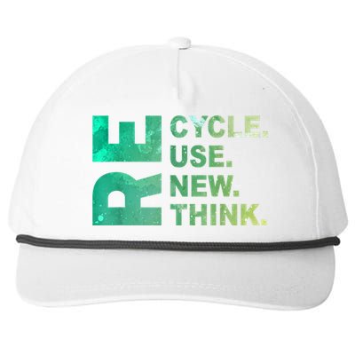 Recycle Reuse Renew Rethink Trending Earth Day Environmental Activism Snapback Five-Panel Rope Hat