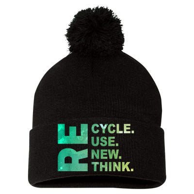 Recycle Reuse Renew Rethink Trending Earth Day Environmental Activism Pom Pom 12in Knit Beanie