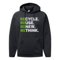 Recycle Reuse Renew Rethink Earth Day Environmental Activism Performance Fleece Hoodie