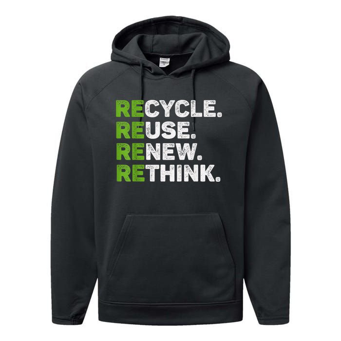 Recycle Reuse Renew Rethink Earth Day Environmental Activism Performance Fleece Hoodie