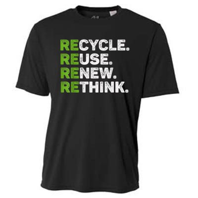 Recycle Reuse Renew Rethink Earth Day Environmental Activism Cooling Performance Crew T-Shirt