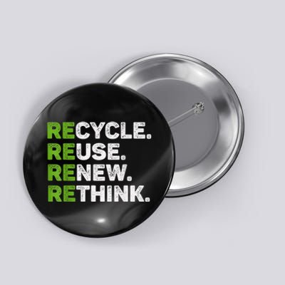 Recycle Reuse Renew Rethink Earth Day Environmental Activism Button