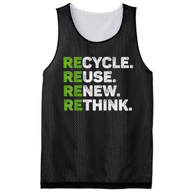 Recycle Reuse Renew Rethink Earth Day Environmental Activism Mesh Reversible Basketball Jersey Tank