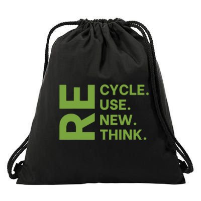 Recycle Reuse Renew Rethink Crisis Environmental Activism Drawstring Bag