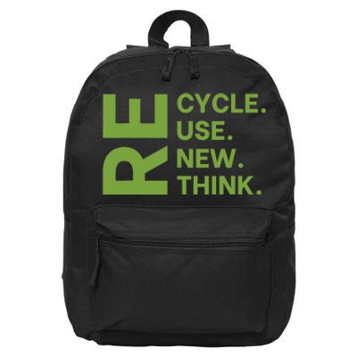 Recycle Reuse Renew Rethink Crisis Environmental Activism 16 in Basic Backpack