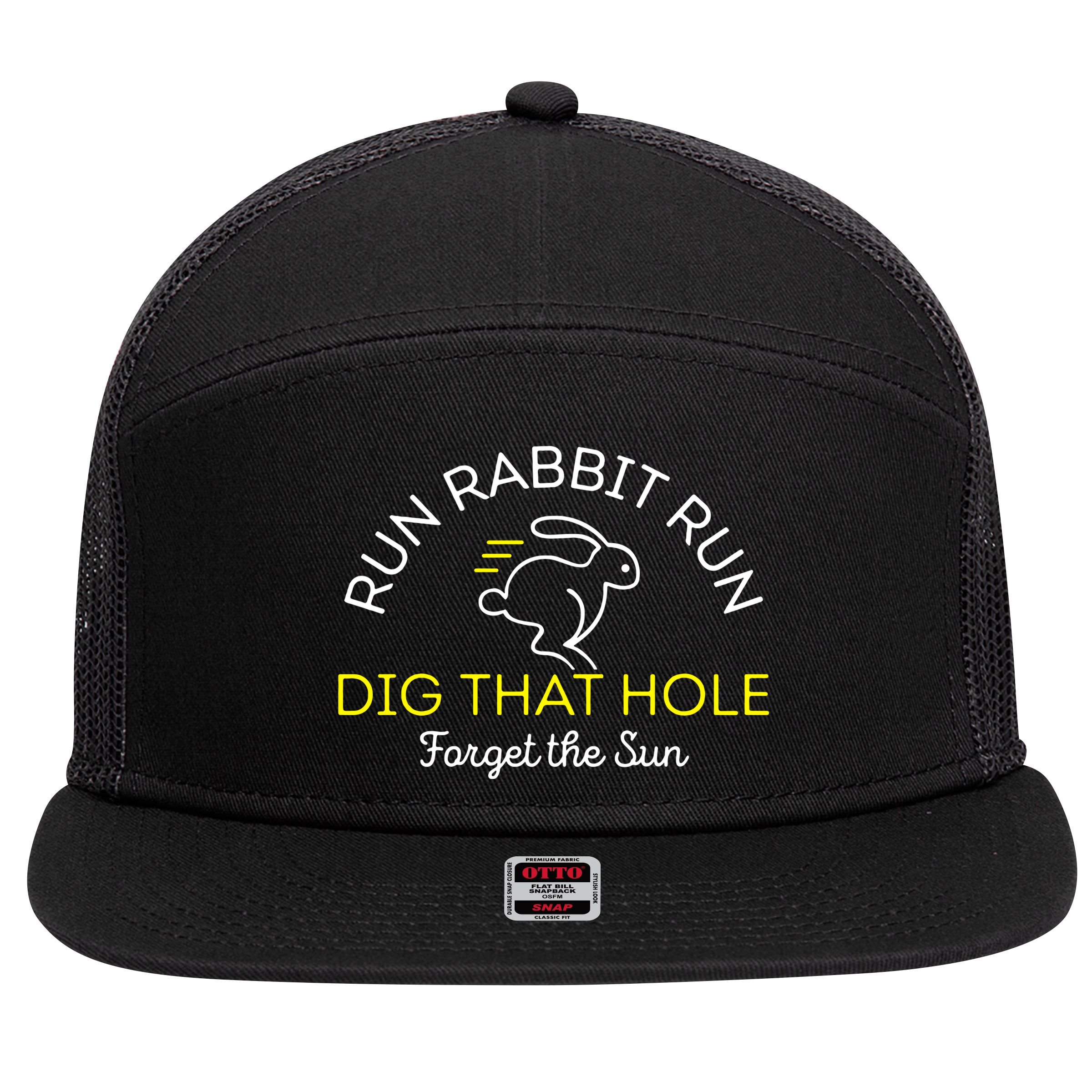 Run Rabbit Run Dig That Hole 7 Panel Mesh Trucker Snapback Hat