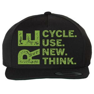 Recycle Reuse Renew Rethink Earth Day Environmental Activism Funny Wool Snapback Cap