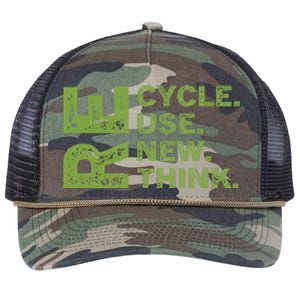 Recycle Reuse Renew Rethink Earth Day Environmental Activism Funny Retro Rope Trucker Hat Cap